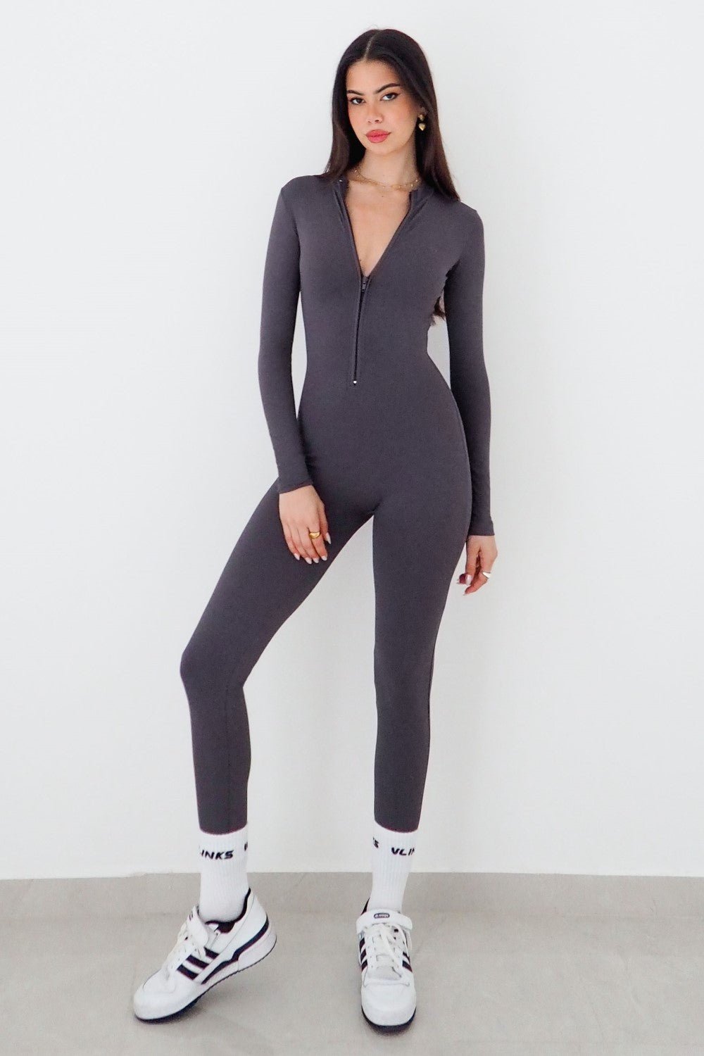 אוברול עם שרוולים ארוכים Deep V Zipper - Vlinks