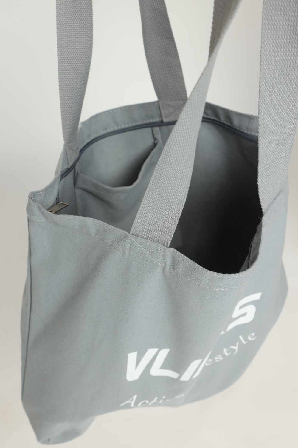 תיק צד קנבס Tote cotton אפור - Vlinks